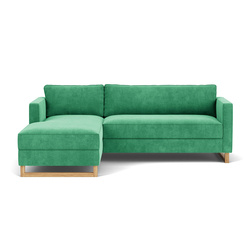 Moss Grass Green Fabric / Oak