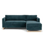 Madison Chaise Storage Lounge Sofa Bed Right - Danny Dust Blue Textured Weave / Oak