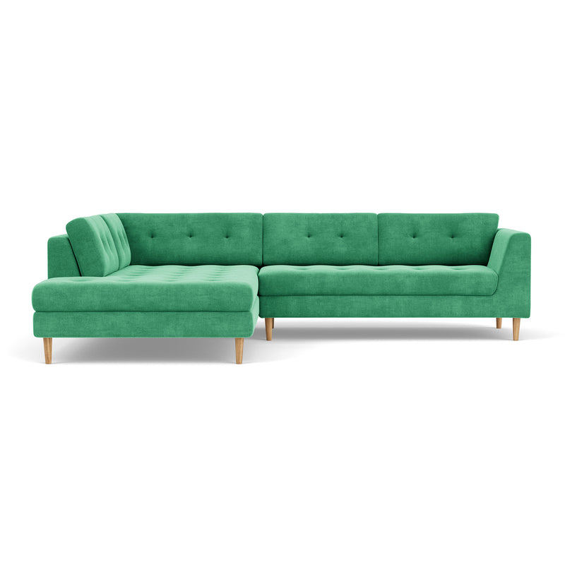 Moss Grass Green Fabric / Oak