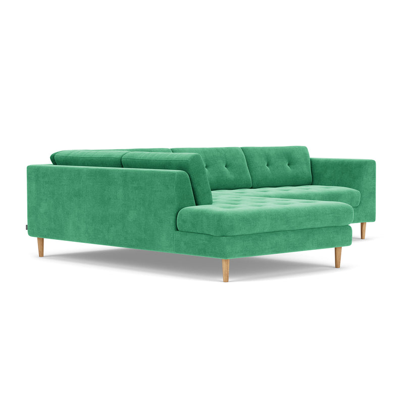 Moss Grass Green Fabric / Oak