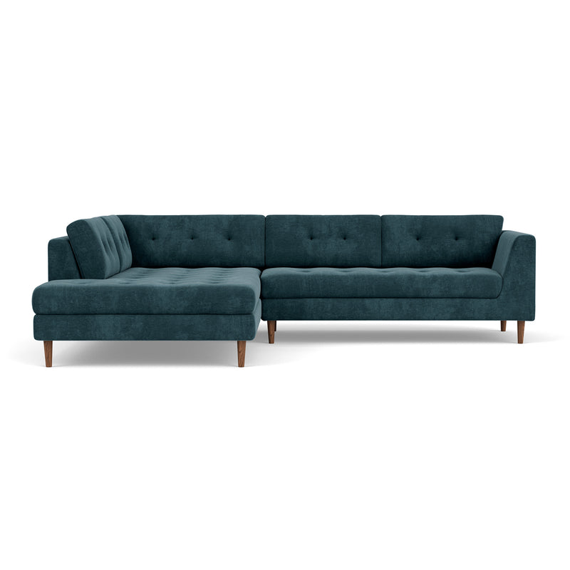 Danny Dust Blue Textured Weave / Walnut Natural