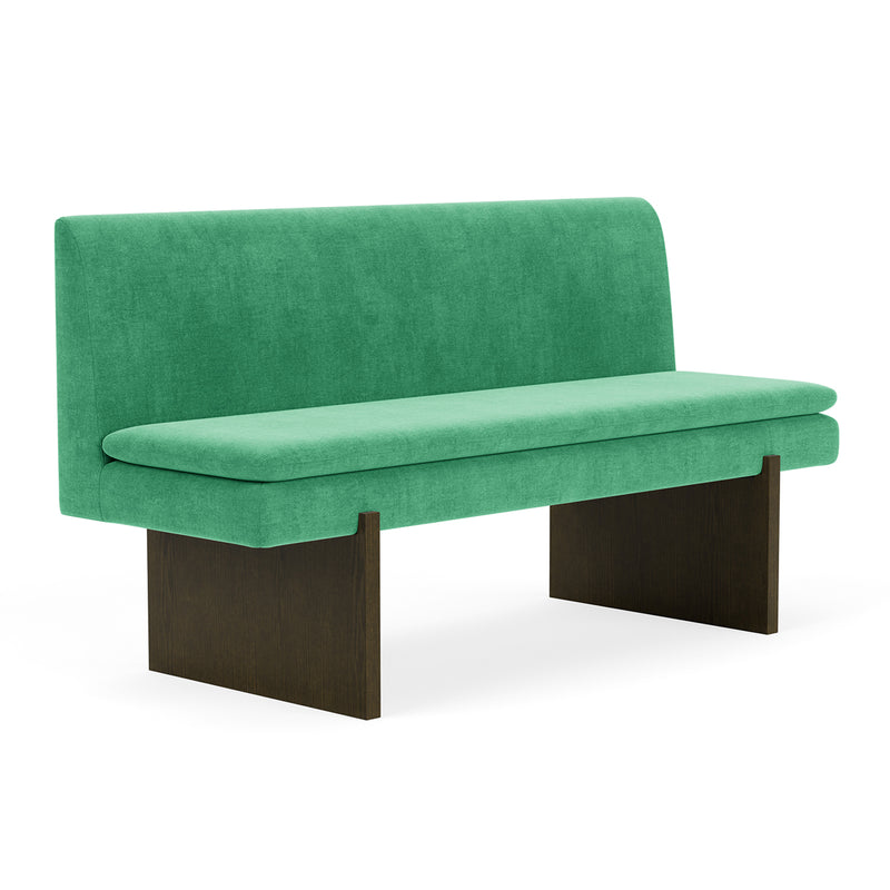 Moss Grass Green Fabric / Dark Walnut