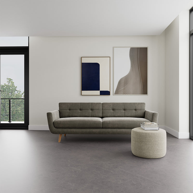 Planet Grey Green Fabric / Oak