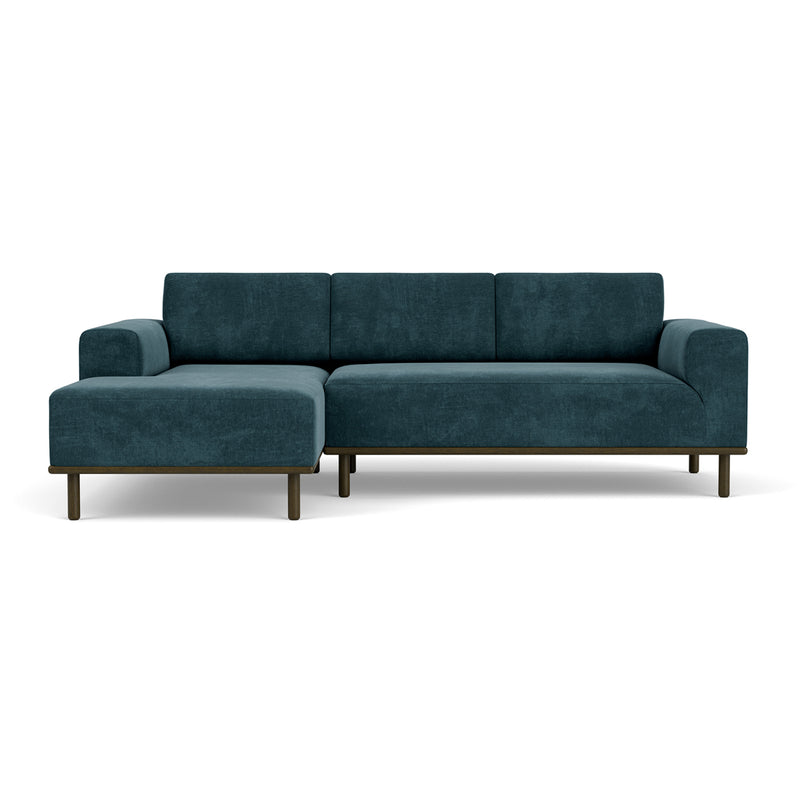 Danny Dust Blue Textured Weave / Dark Walnut