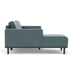 Forest Dust Blue Fabric / Dark Walnut