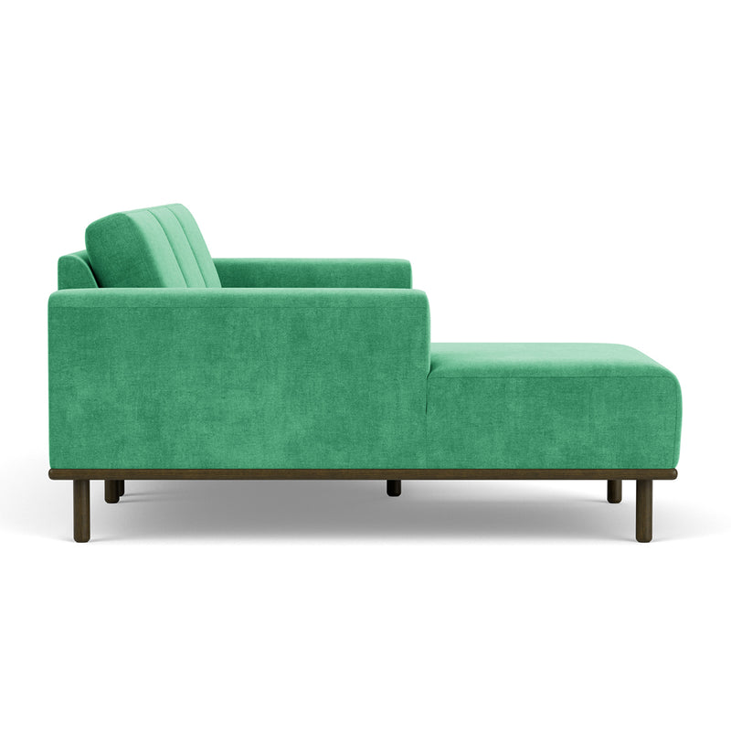 Moss Grass Green Fabric / Dark Walnut