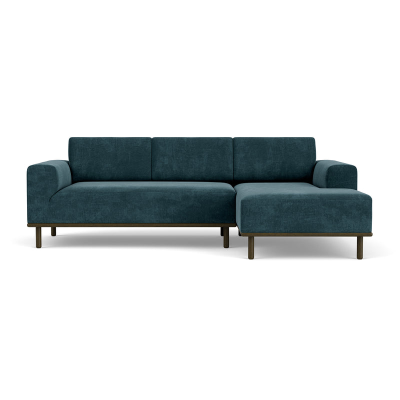 Danny Dust Blue Textured Weave / Dark Walnut