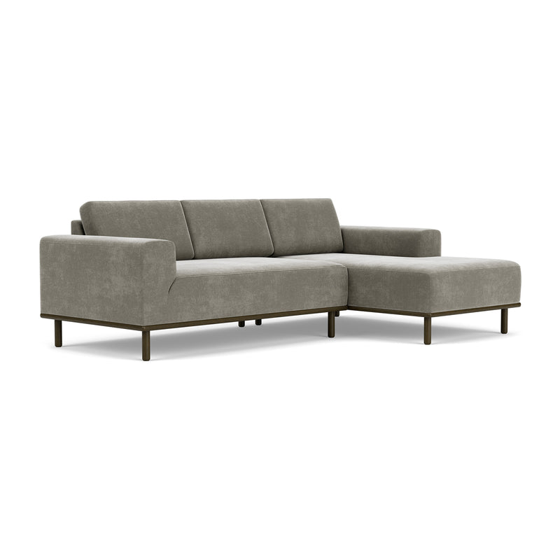 Planet Grey Green Fabric / Dark Walnut
