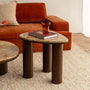 Camille Pebble Marble Side Table - Walnut/Emperador Brown Marble