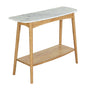 Oia White Marble Console Table - Oak